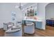 Elegant wet bar with blue cabinets and wine cooler at 751 34Th Ne Ave, St Petersburg, FL 33704