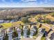 Aerial view of a cul-de-sac with houses and green space at 10711 Old Sycamore Loop, Land O Lakes, FL 34638