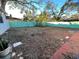 Backyard with a teal fence and lots of leaves on the ground at 1308 E Caracas St, Tampa, FL 33603
