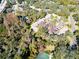 Aerial view of community, including tennis court and tree-lined landscape at 2912 Star Apple Ct, Palm Harbor, FL 34684