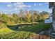 Landscaped backyard with a pond and lush greenery at 2932 Tanglewylde Dr, Land O Lakes, FL 34638