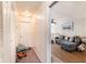 Hallway with view of living room and loft area at 7029 Oakwood Dr, New Port Richey, FL 34652