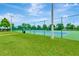 Two tennis courts with green surface and chain link fence at 10814 Newbridge Dr, Riverview, FL 33579