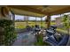 Relaxing screened porch overlooking a lush backyard at 2019 Acadia Greens Dr # 34, Sun City Center, FL 33573