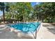 Inviting community pool surrounded by trees at 2650 Countryside Blvd # C309, Clearwater, FL 33761