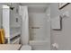 Bathroom with tub, shower, and linen cabinet at 10817 Keys Gate Dr, Riverview, FL 33579