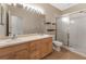 Double vanity bathroom with shower and tile floor at 14215 Waterville Cir, Tampa, FL 33626