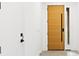 Modern entryway with a mustard yellow door and sleek black hardware at 1905 W Erna Dr, Tampa, FL 33603