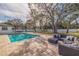 Inviting pool area with patio furniture, surrounded by lush landscaping at 2000 80Th N St, St Petersburg, FL 33710