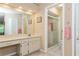 Bathroom with vanity, large mirror and walk-in shower at 2509 Lynx Rd # 0, Sun City Center, FL 33573