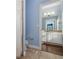 Clean bathroom with light blue walls and white vanity at 9244 Rhea Dr, Odessa, FL 33556