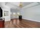 Large main bedroom with hardwood floors and bay windows at 9244 Rhea Dr, Odessa, FL 33556