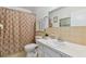 Clean bathroom with a shower/tub combo and updated vanity at 2460 Franciscan Dr # 50, Clearwater, FL 33763