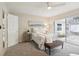 Spacious bedroom with sliding glass doors to backyard and plush bedding at 7698 Cardiff Ct, St Petersburg, FL 33709