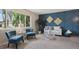 Living area with blue accent wall, comfy seating, and a coffee table at 7698 Cardiff Ct, St Petersburg, FL 33709