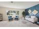 Living area with blue accent wall, comfy seating, and a coffee table at 7698 Cardiff Ct, St Petersburg, FL 33709