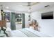 Bright bedroom with a comfy bed, large TV, and stylish vanity at 153 Sunward Ave, Palm Harbor, FL 34684