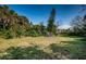 Spacious backyard with lush vegetation and boat trailer at 1820 Sutherland W Dr, Palm Harbor, FL 34683
