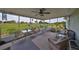 Relaxing screened porch overlooking the golf course with wicker furniture at 676 Allegheny Dr, Sun City Center, FL 33573