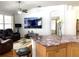 Kitchen with granite island and view into living room at 8408 Canterbury Lake Blvd, Tampa, FL 33619