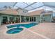 Resort-style backyard oasis with a sparkling pool, spa, and covered patio at 12113 Marblehead Dr, Tampa, FL 33626