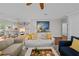 Open concept living room with kitchen views, comfy seating and coastal decor at 12116 Lagoon Ln, Treasure Island, FL 33706