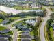 Aerial view showcasing a single-Gathering home with a pool in a quiet community at 12739 Rainwashed Loop, Parrish, FL 34219