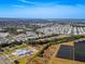 Aerial view of mobile home community and solar farm at 170 S Saint Thomas Cir, Apollo Beach, FL 33572