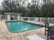 Community pool with lounge chairs and a surrounding fence at 3143 Brooker Creek Way, Palm Harbor, FL 34685