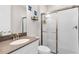 Clean bathroom featuring a vanity with a sink and a shower stall at 6189 Hidden Branch Dr, Apollo Beach, FL 33572