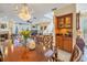 Elegant dining room featuring a large table, chandelier, and built-in cabinetry at 1621 Watermark Ne Cir # 1621, St Petersburg, FL 33702