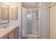 Clean bathroom with shower stall and vanity at 36901 Kimela Ave, Zephyrhills, FL 33542
