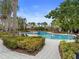 Relaxing community pool with lounge chairs and shade structures at 11910 Climbing Fern Ave, Riverview, FL 33579