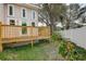 Wooden deck overlooks a partially fenced backyard at 12430 81St Pl, Seminole, FL 33772