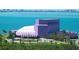 Aerial view of Van Wezel Performing Arts Hall on Sarasota Bay at 1709 Marilyn Ave, Bradenton, FL 34207