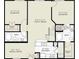 Two-bedroom, two-bath floor plan with living room, kitchen and dining area at 4221 W Spruce St # 1212, Tampa, FL 33607