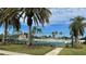 Community tennis court surrounded by palm trees at 1743 Arabian Ln, Palm Harbor, FL 34685