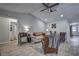 Spacious living room featuring a vaulted ceiling and ceiling fan at 195 Rusk Cir, Spring Hill, FL 34606