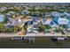 Waterfront property with pool and dock, aerial view at 5614 Seagrass Pl, Apollo Beach, FL 33572