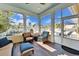 Relaxing screened porch with wicker furniture overlooks the pool at 5614 Seagrass Pl, Apollo Beach, FL 33572