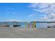 Concrete boat ramp with yellow posts and water view at 123 9Th St, Belleair Beach, FL 33786