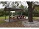 Covered picnic table with benches overlooking a scenic waterfront at 123 9Th St, Belleair Beach, FL 33786