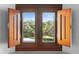 Window with wooden shutters, offering a view of nature at 1571 Oceanview Dr, St Petersburg, FL 33715