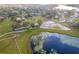 Aerial view of farm with stables and pond at 2972 Lake Saxon Dr, Land O Lakes, FL 34639
