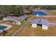Aerial view of home, pool, barn, and large lot at 3050 Maple Trce, Tarpon Springs, FL 34688
