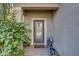 Front entry with glass door and small porch at 15521 Long Cypress Dr, Ruskin, FL 33573