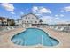 Resort-style pool with surrounding patio and building view at 19201 Vista Ln # C8, Indian Shores, FL 33785