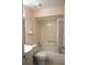 Clean bathroom with shower/tub combo and updated vanity at 2320 Marksmen Ct # 205, Sun City Center, FL 33573