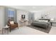 Main bedroom with gray bedding, a sitting chair, and plenty of natural light at 3467 Hilltop Cir, Lakewood Ranch, FL 34211
