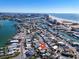 Aerial view highlighting the property's coastal setting at 11435 2Nd E St, Treasure Island, FL 33706